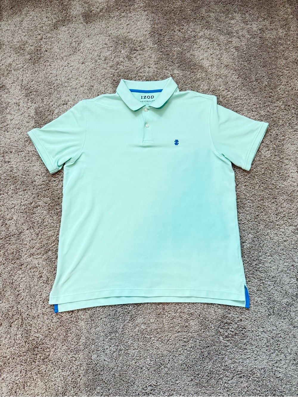 Izod Men’s Light Mint Polo Shirt with Blue Logo